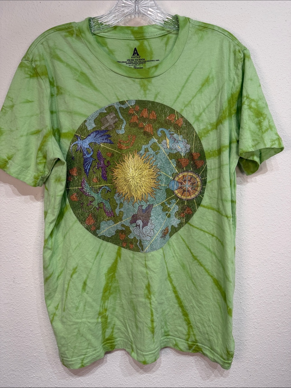 Disney PANDORA AVATAR Green Tie Dye 100% Organic Cotton T Shirt XS